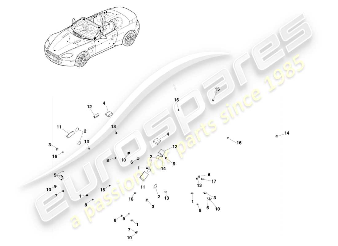 aston martin v8 vantage (2005) soft sealing, roadster part diagram