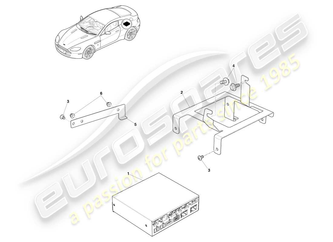 aston martin v8 vantage (2005) icu and bracket, 16my part diagram