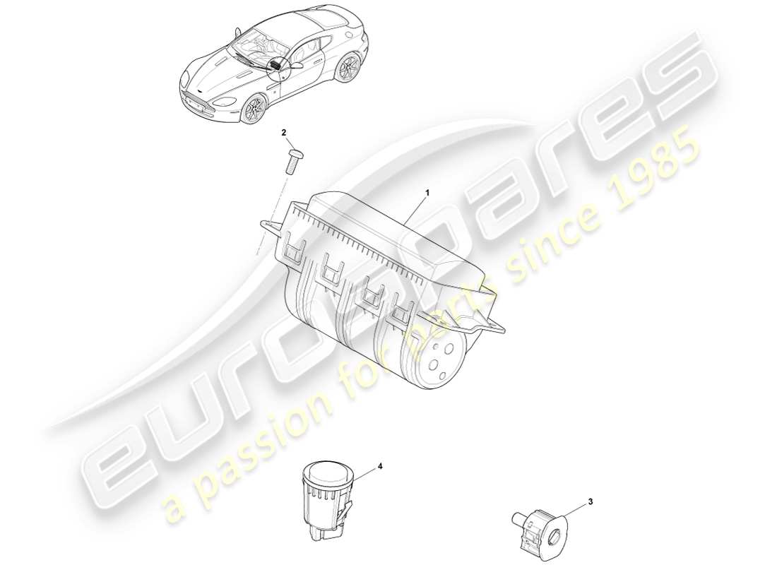 aston martin v8 vantage (2005) passenger airbag part diagram