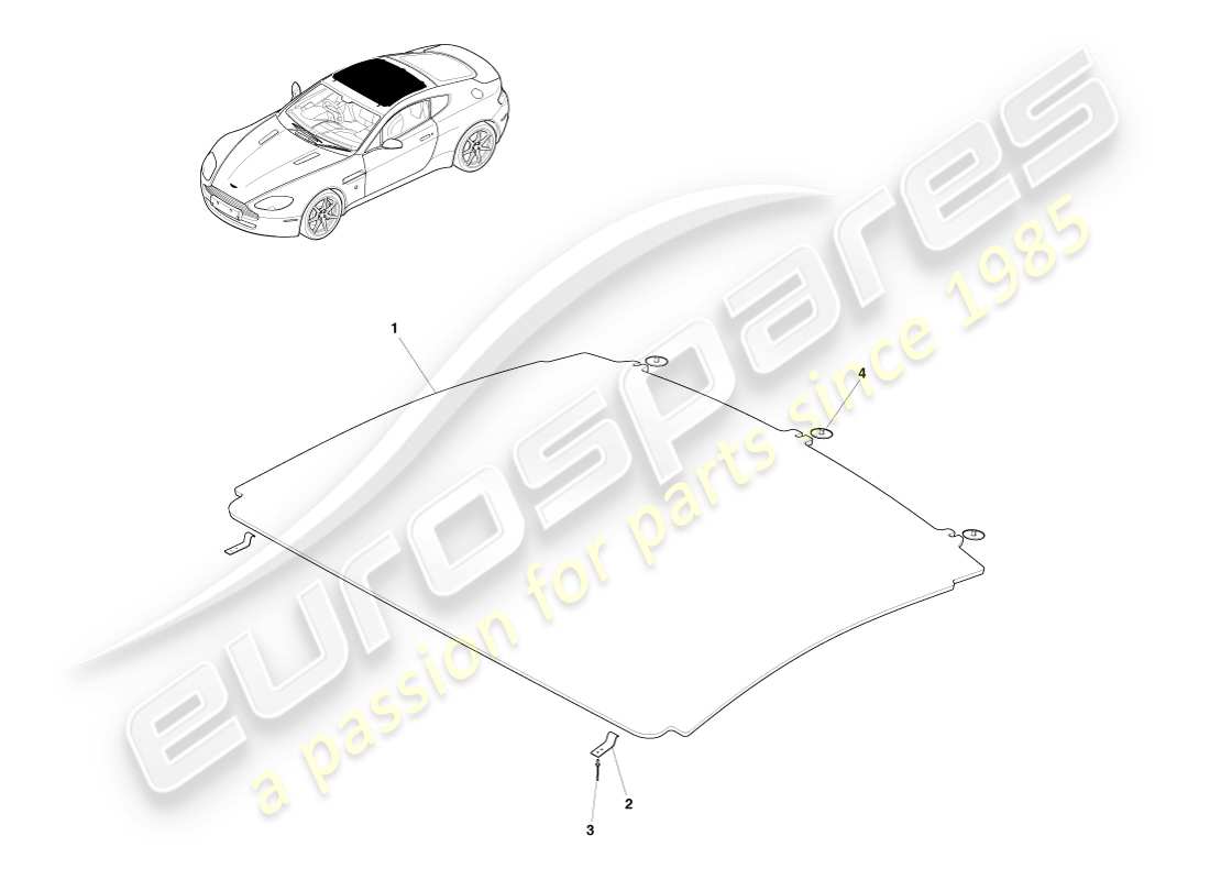 aston martin v8 vantage (2007) headliner assy part diagram