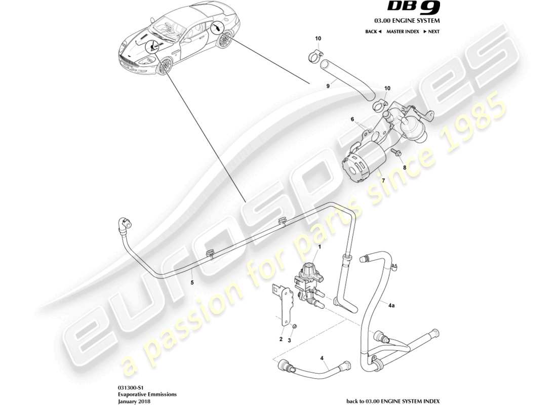 aston martin db9 (2007) evaporative emissions part diagram