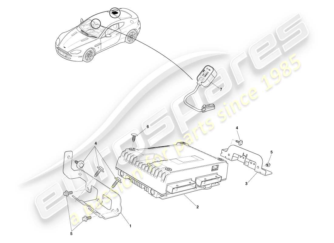 aston martin v8 vantage (2005) p3 amplifier, coupe part diagram