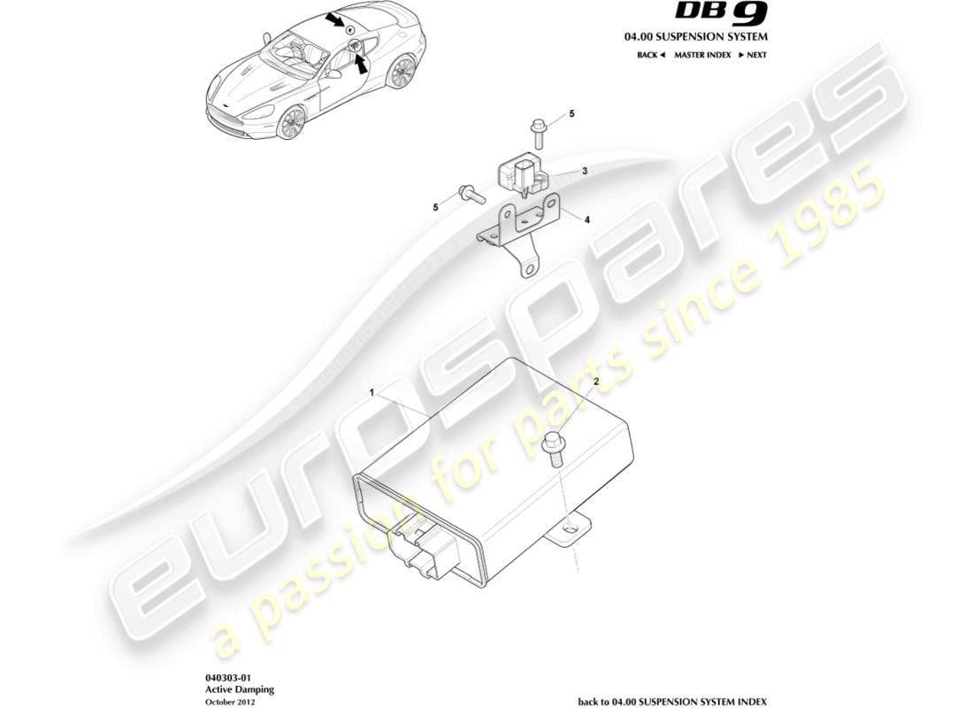 aston martin db9 (2015) active damping module part diagram