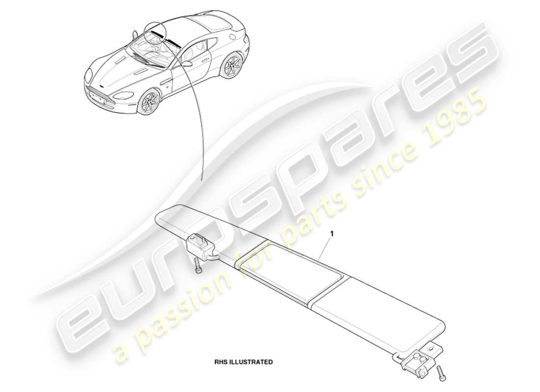 aston martin v8 vantage (2005) sunvisor part diagram