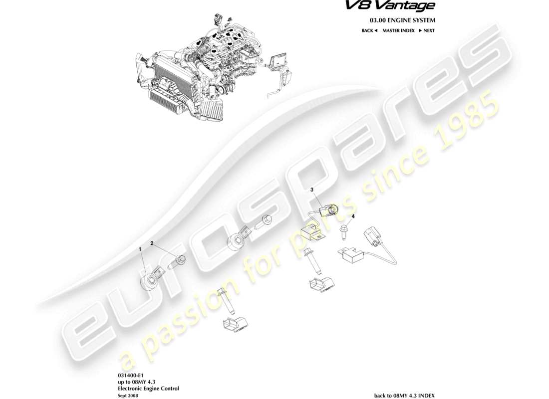 aston martin v8 vantage (2016) electronic engine control part diagram