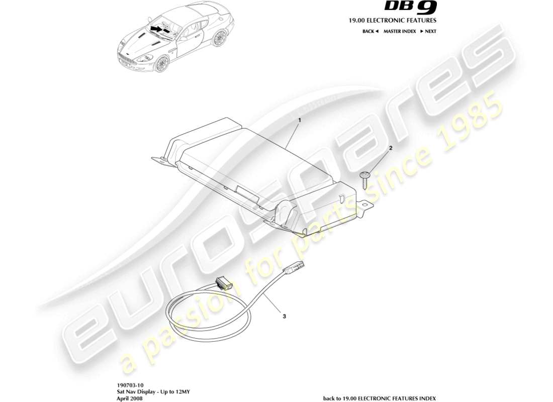 aston martin db9 (2011) sat nav display, to 12my part diagram