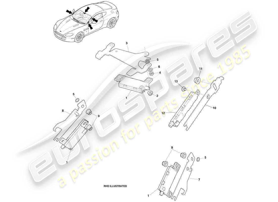 aston martin v8 vantage (2005) radio antenna, 14my part diagram