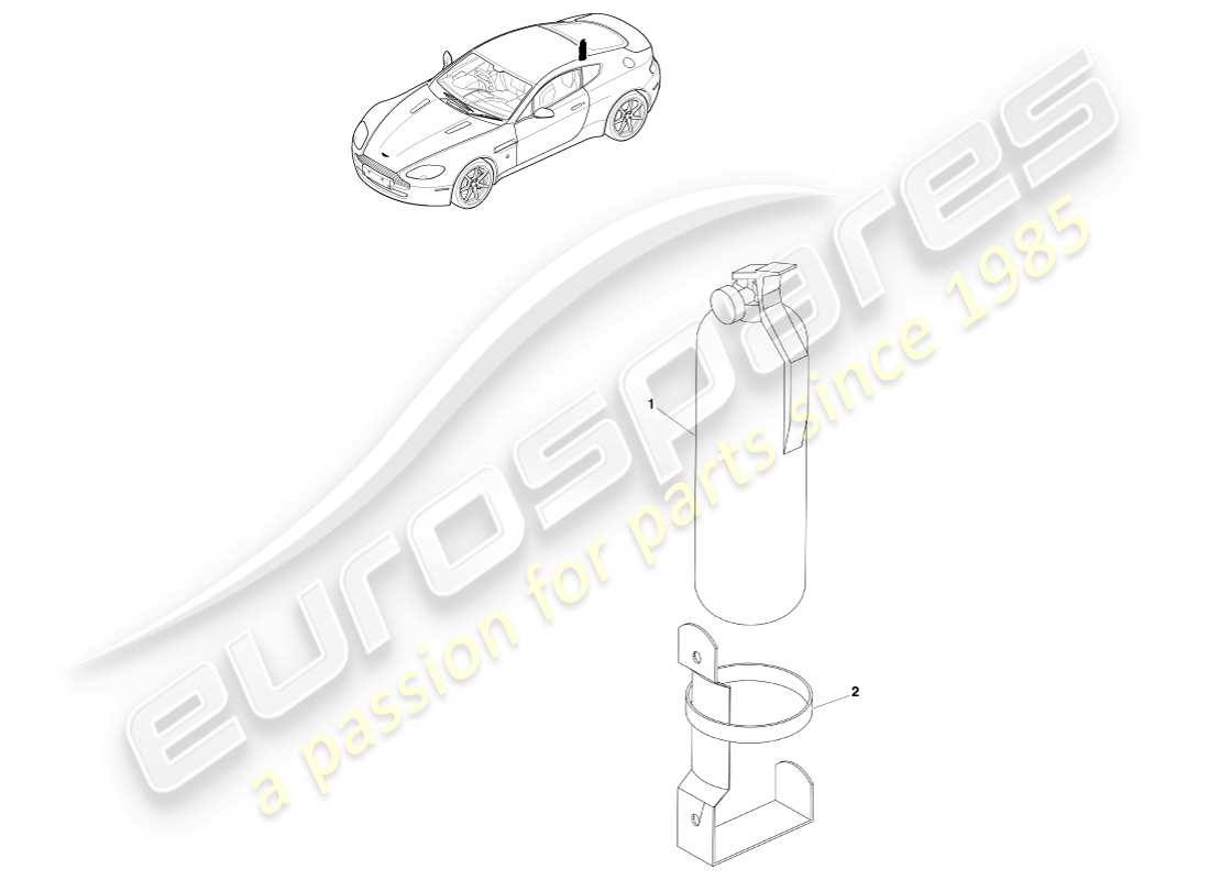 aston martin v8 vantage (2007) fire extinguisher part diagram