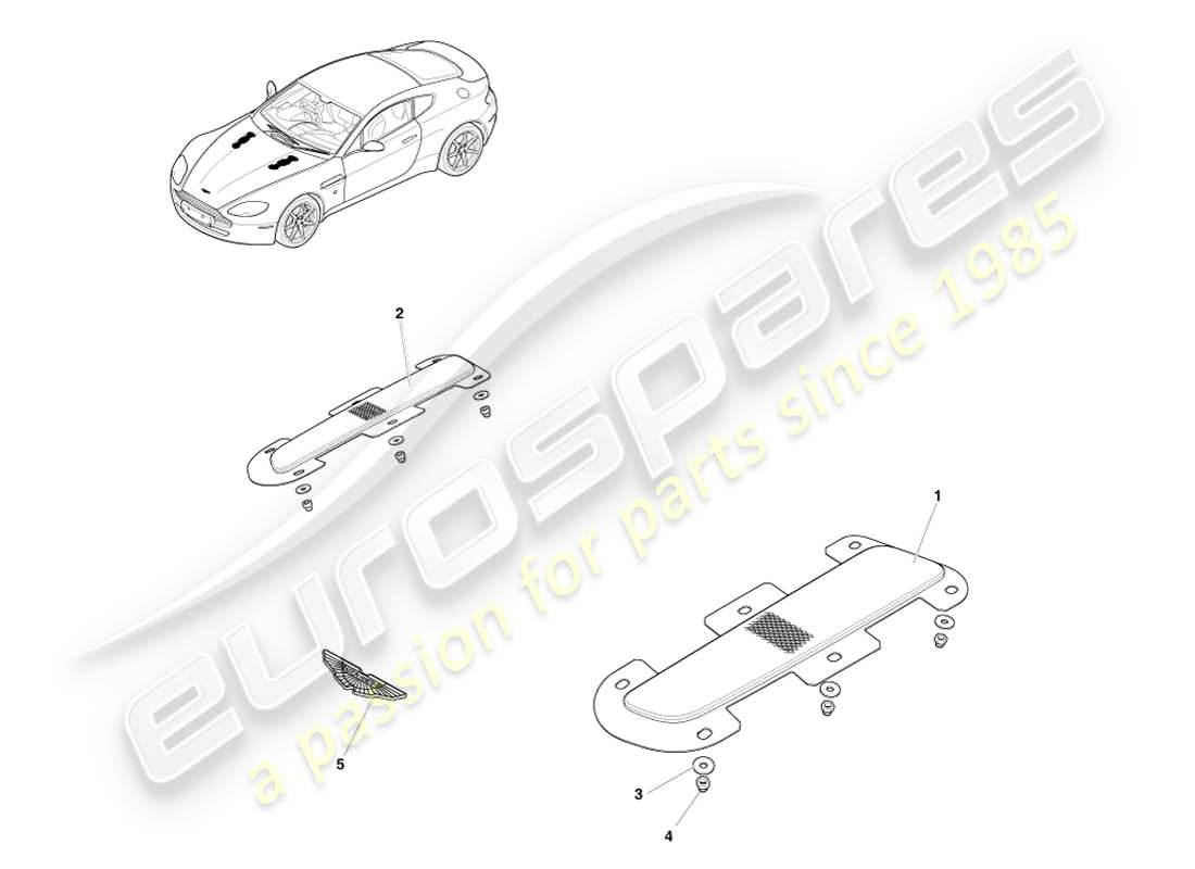 aston martin v8 vantage (2007) front end trim part diagram