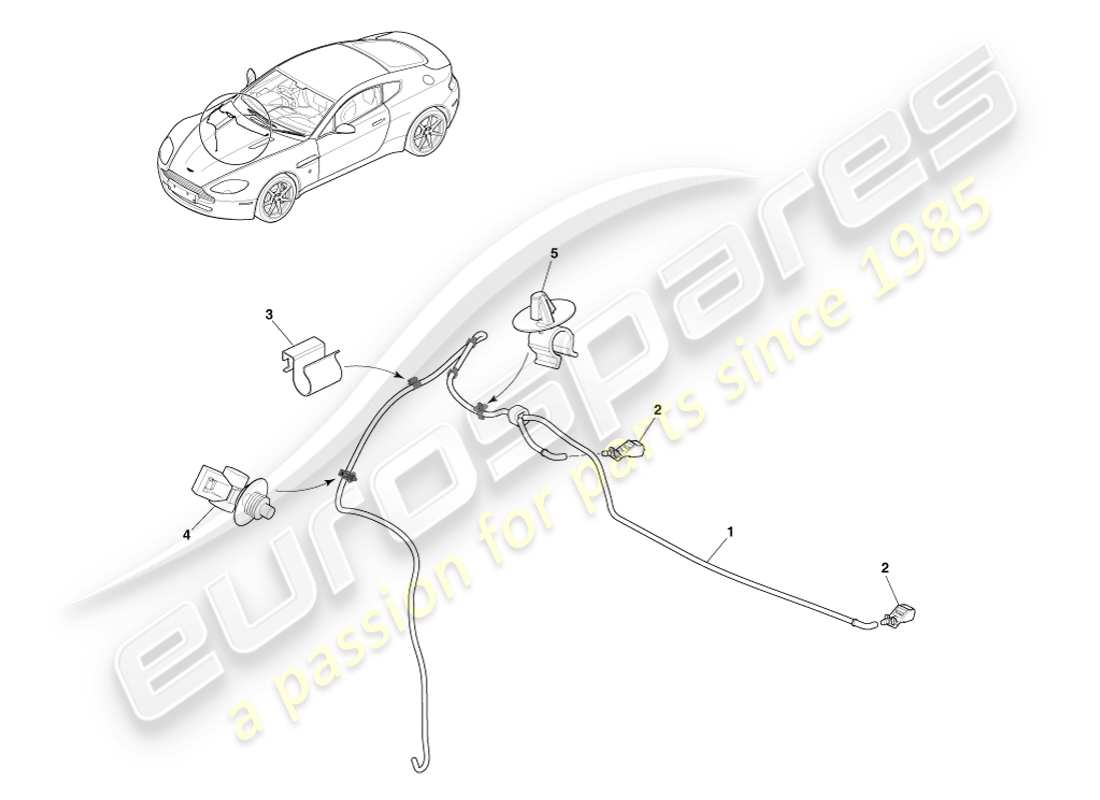 aston martin v8 vantage (2007) windscreen wash part diagram