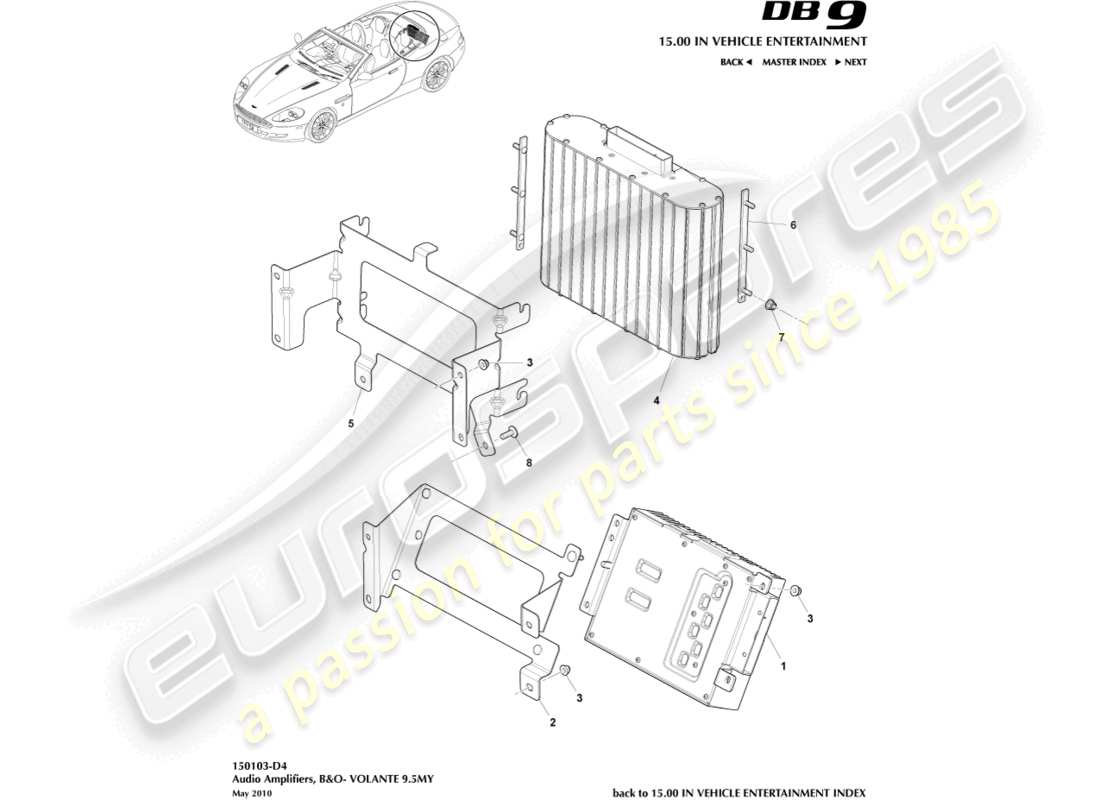 aston martin db9 (2012) premium amplifiers, volante part diagram