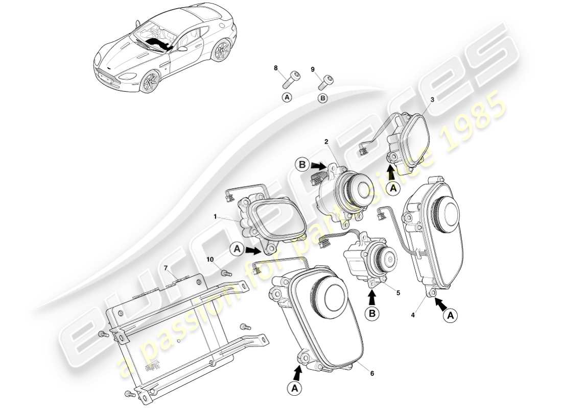 aston martin v8 vantage (2005) infotainment controls, 16my part diagram