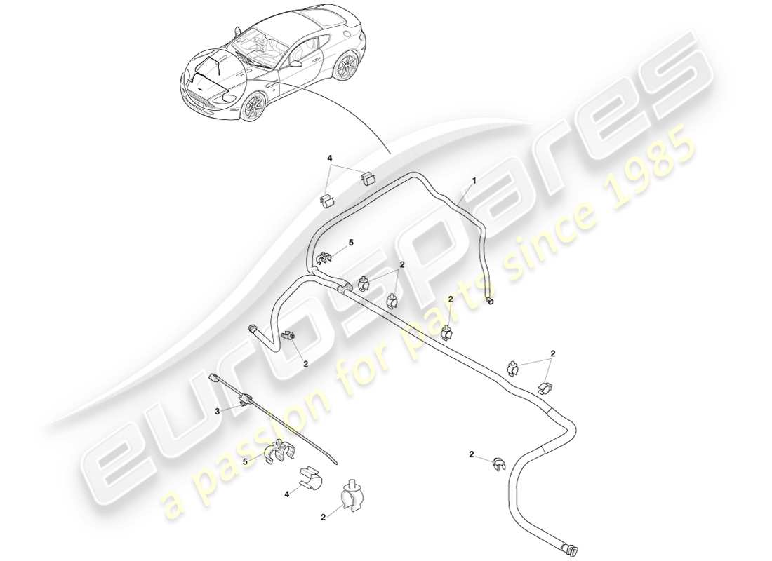 aston martin v8 vantage (2005) headlamp wash part diagram