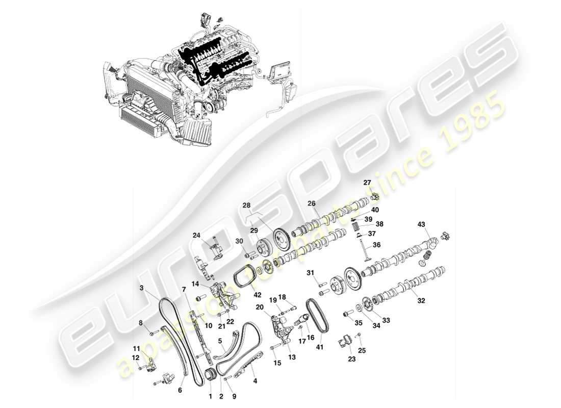 aston martin v8 vantage (2007) valve train part diagram