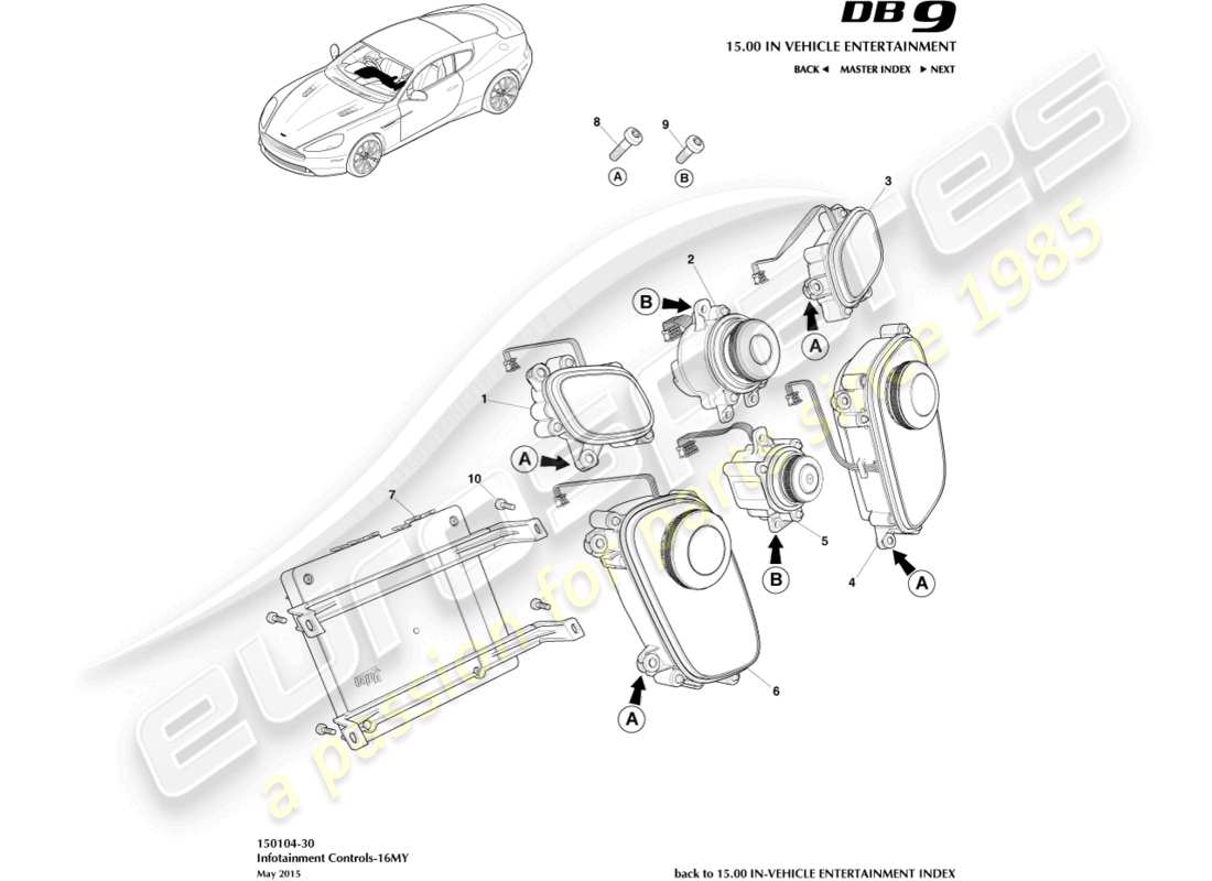 aston martin db9 (2014) infotainment controls, 16my part diagram