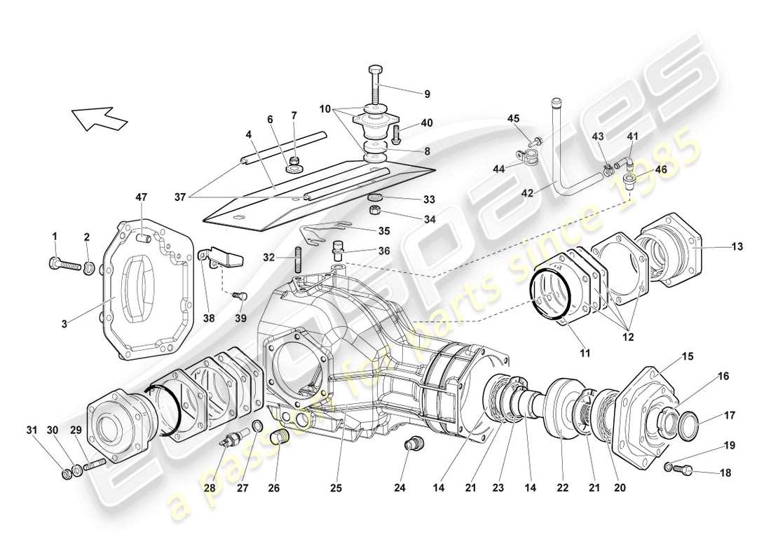 lamborghini lp640 roadster (2007) housing for differential parts diagram