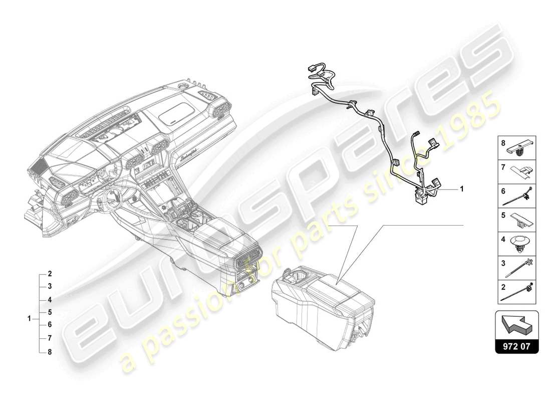 lamborghini urus (2021) wiring harness for rear console parts diagram