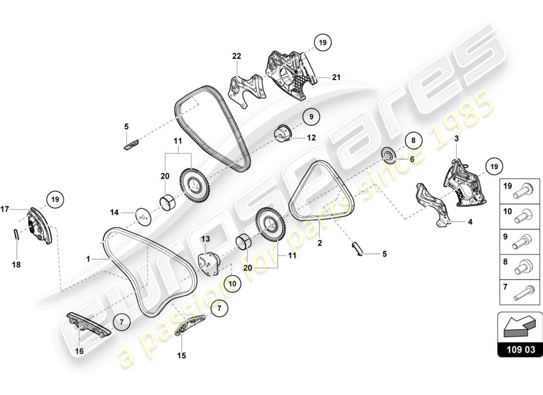 lamborghini evo spyder (2023) timing chain part diagram