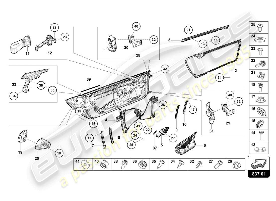 lamborghini evo coupe (2021) doors parts diagram