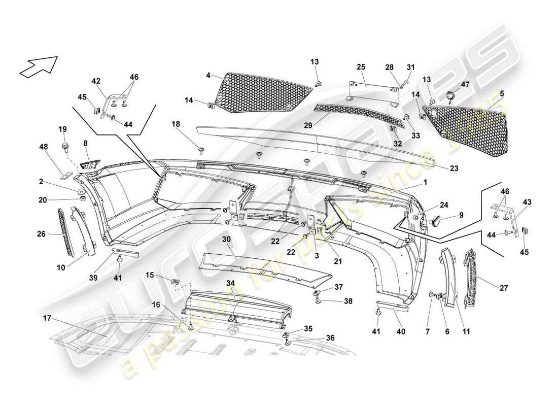 lamborghini lp550-2 coupe (2013) bumper front parts diagram