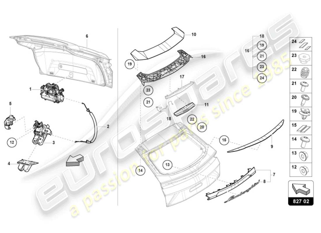 lamborghini urus (2021) rear lid rear part diagram