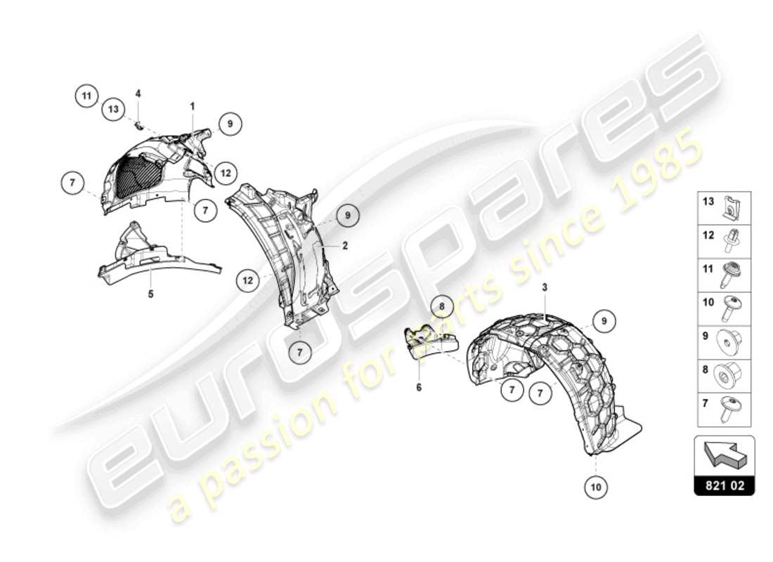 lamborghini urus (2020) wheel housing liner parts diagram