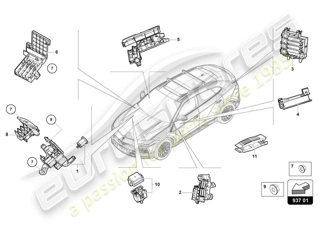 lamborghini urus (2020) fuse box parts diagram