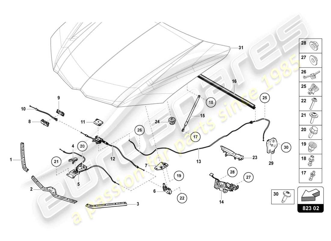 lamborghini urus (2021) gasket for engine cover part diagram