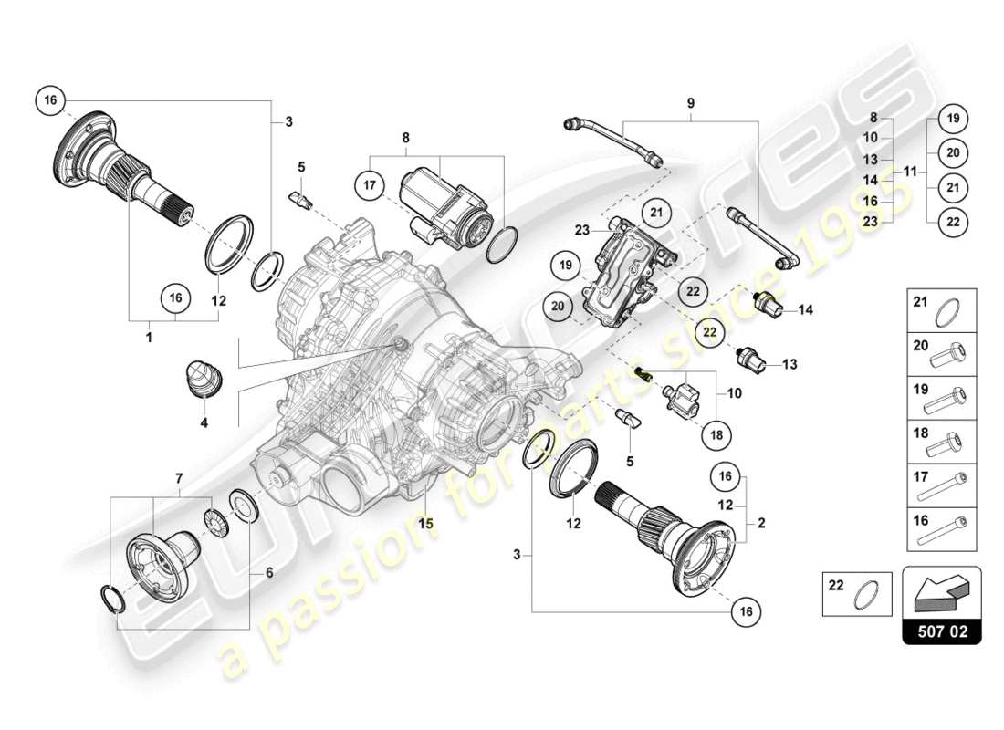 lamborghini urus s (2023) for rear axle differential part diagram