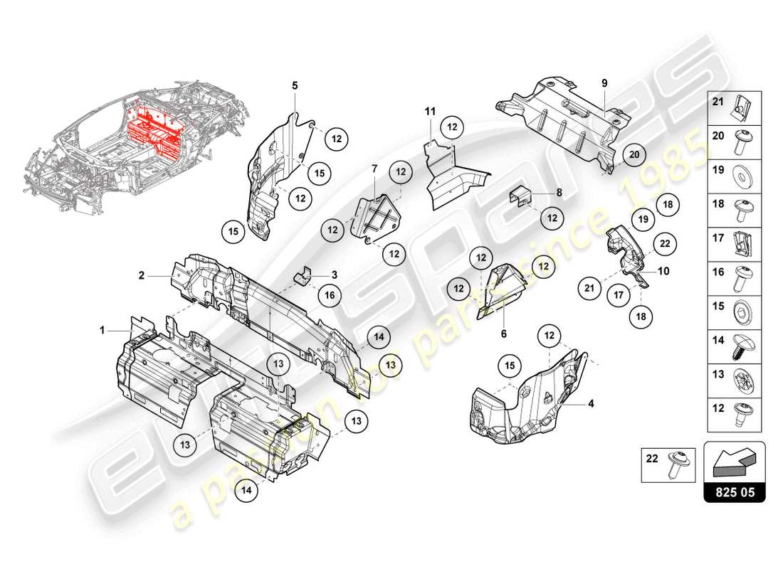 lamborghini sto (2022) heat shield part diagram