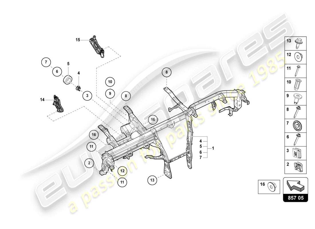 lamborghini urus (2021) cross member for dash panel part diagram