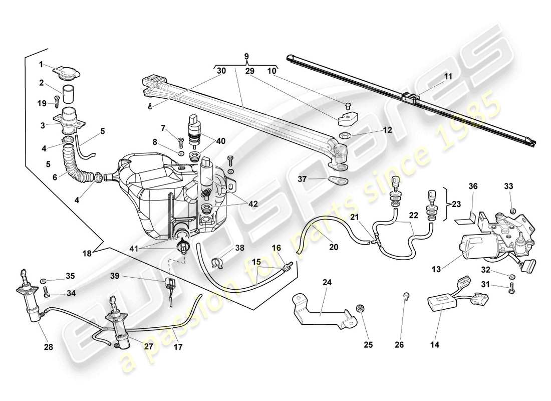 lamborghini lp640 coupe (2008) windshield wiper part diagram