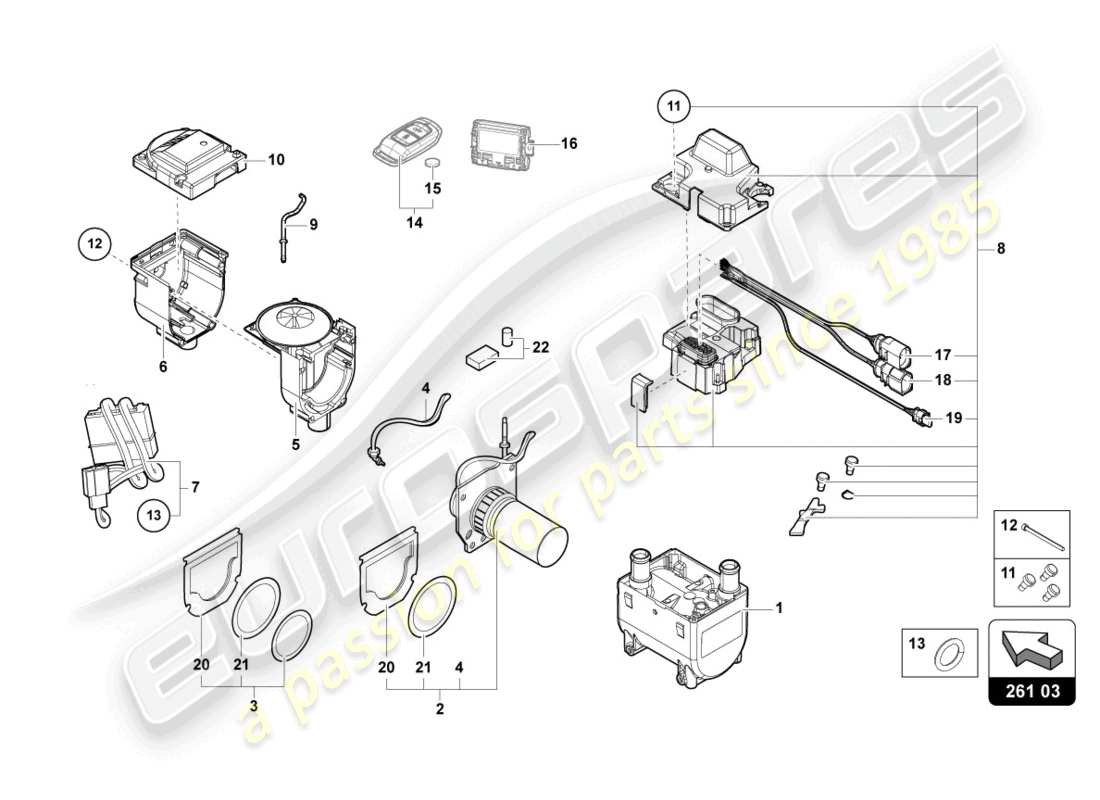 lamborghini urus (2020) auxiliary heater for coolant circuit parts diagram