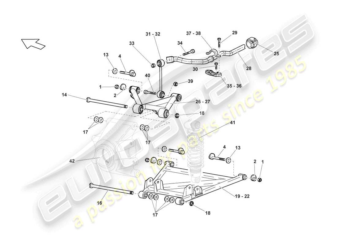 lamborghini lp640 roadster (2009) wishbone rear parts diagram