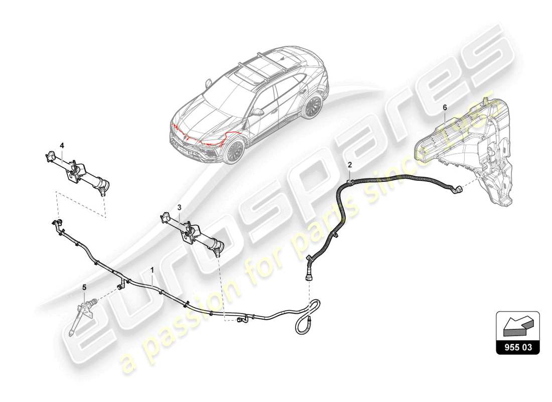 lamborghini urus (2021) headlight washer system part diagram