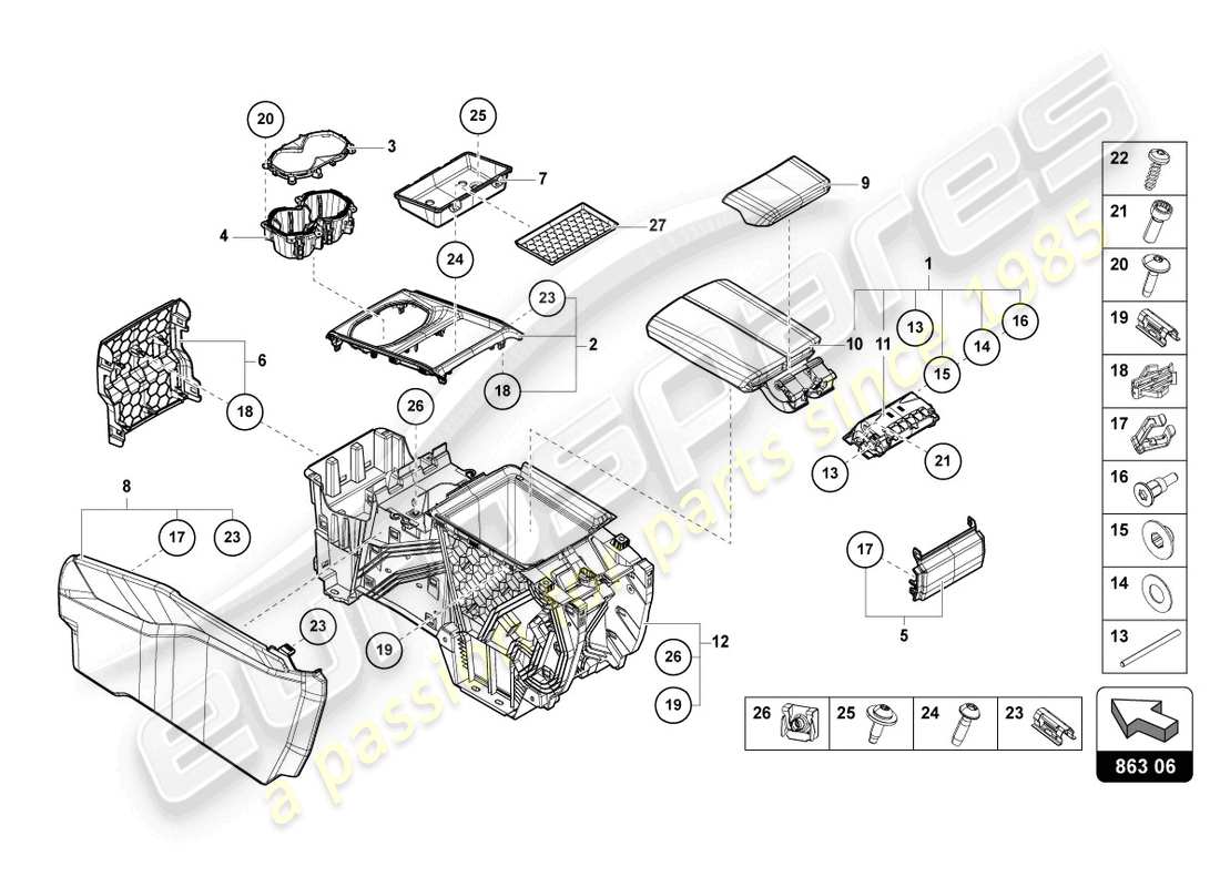 lamborghini urus (2021) armrest part diagram