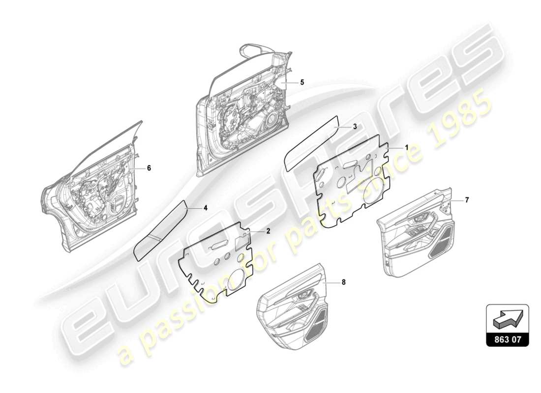 lamborghini urus (2021) sound absorber piece part diagram