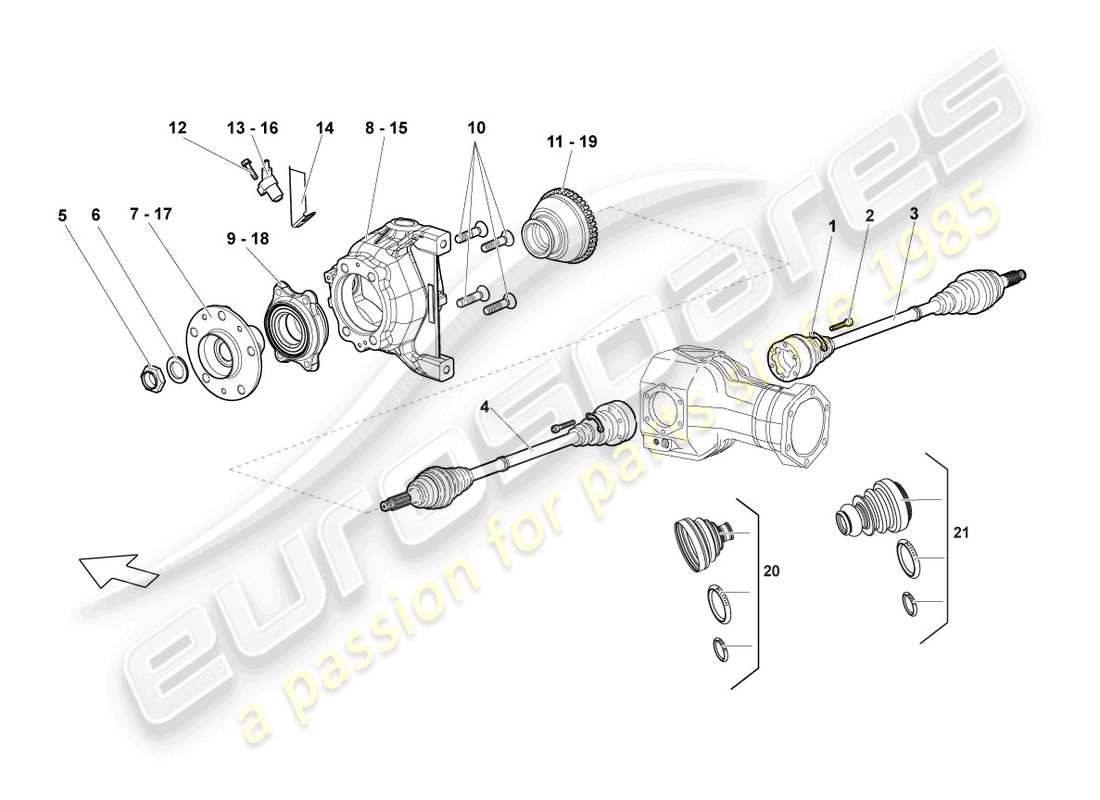 lamborghini lp640 coupe (2009) drive shaft front part diagram