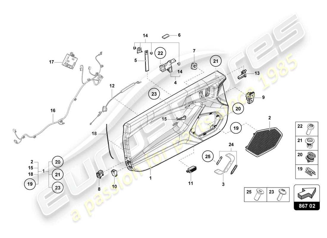 lamborghini sto (2022) door panel part diagram