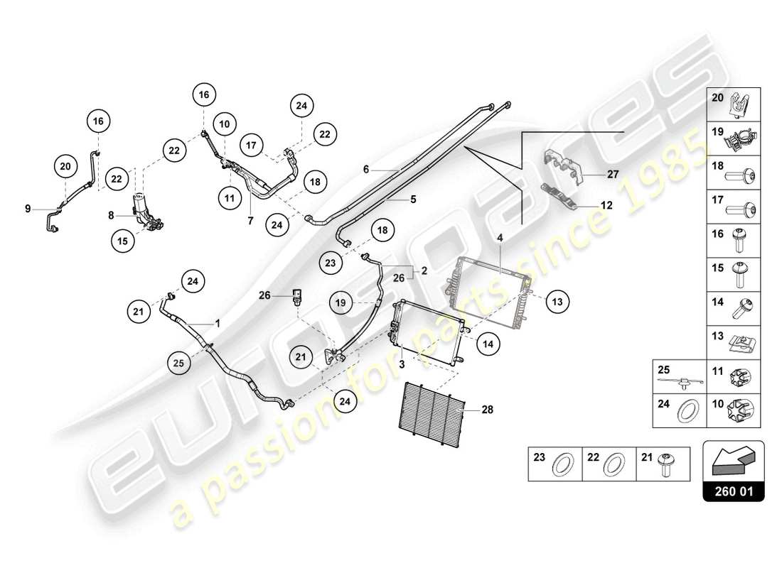 lamborghini evo spyder (2023) a/c condenser part diagram