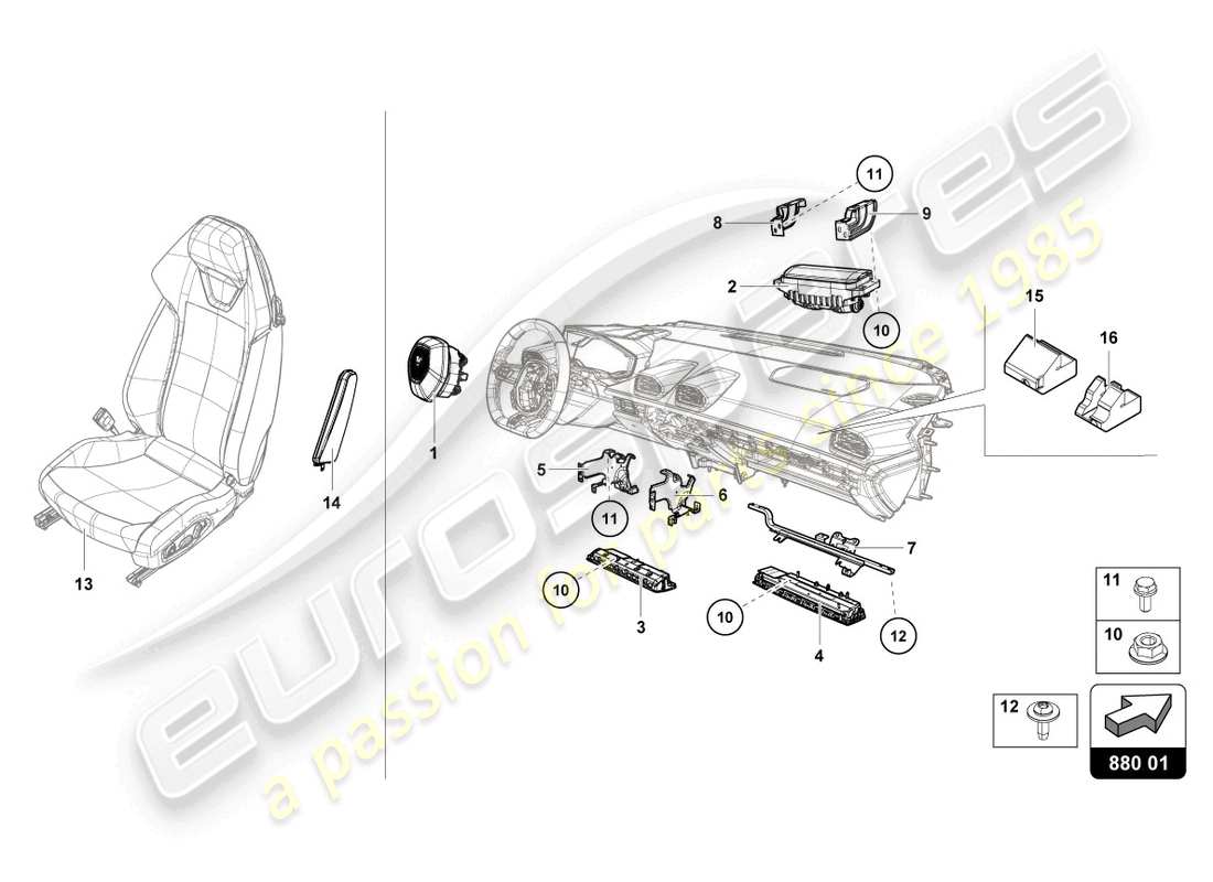 lamborghini sto (2024) airbag part diagram