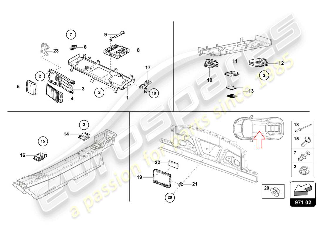 lamborghini evo coupe (2021) control unit parts diagram