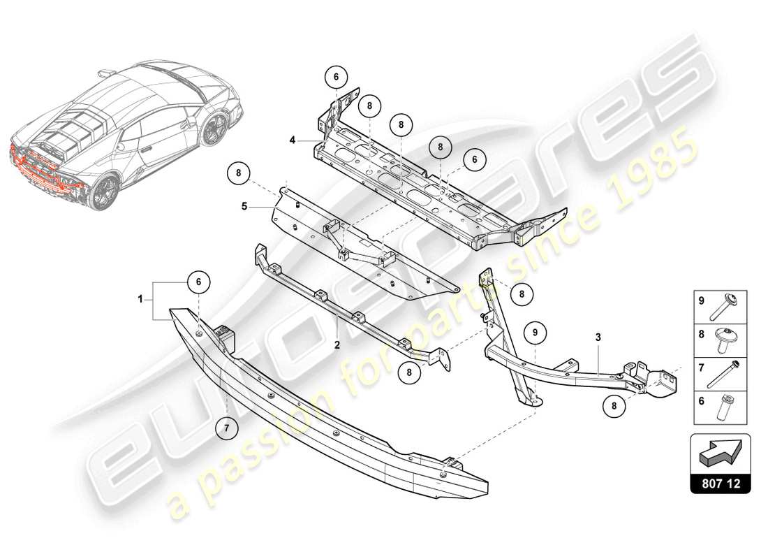 lamborghini evo coupe (2021) bumper carrier parts diagram