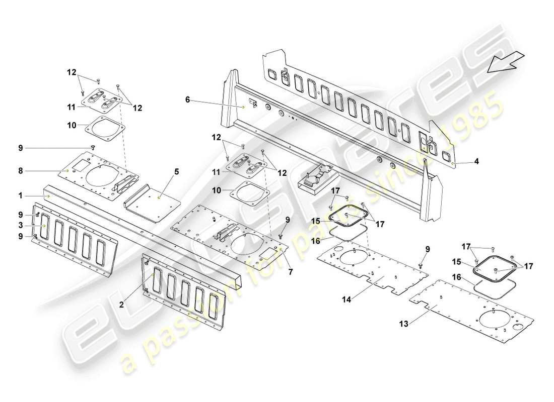 lamborghini lp560-4 coupe fl ii (2013) rear panel parts diagram