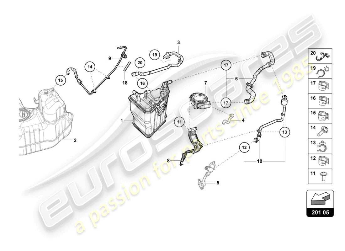 lamborghini sterrato (2024) activated charcoal container parts diagram