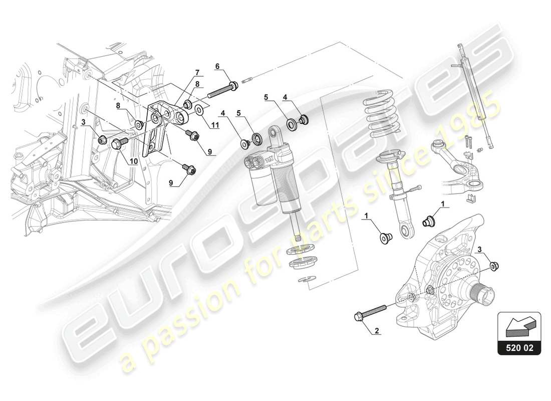 lamborghini gt3 evo (2018) front damper fixing part diagram