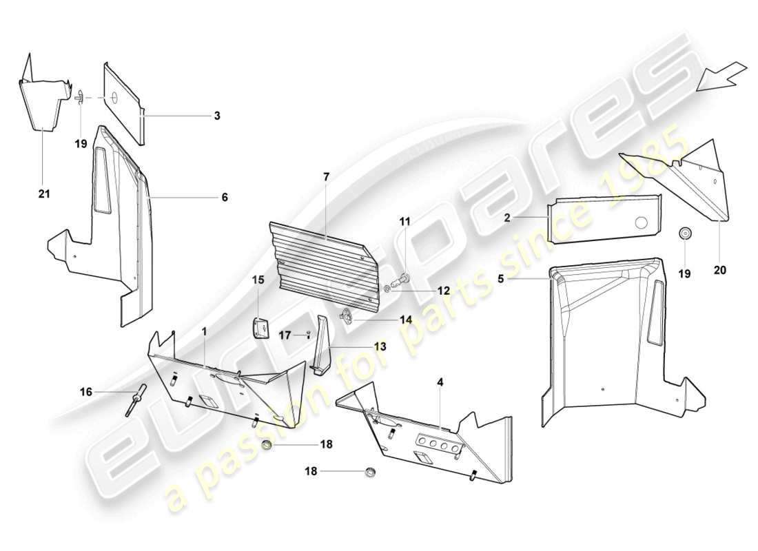 lamborghini lp560-4 spider (2009) bodywork front part parts diagram