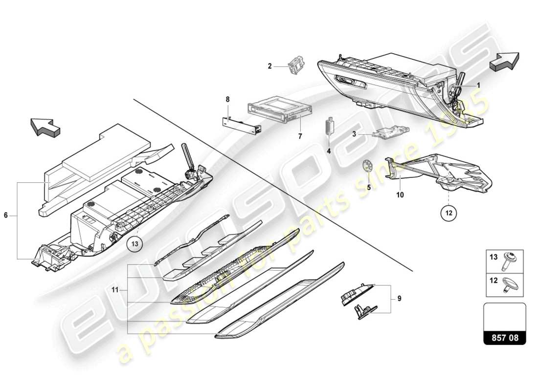 lamborghini urus (2021) glove box parts diagram