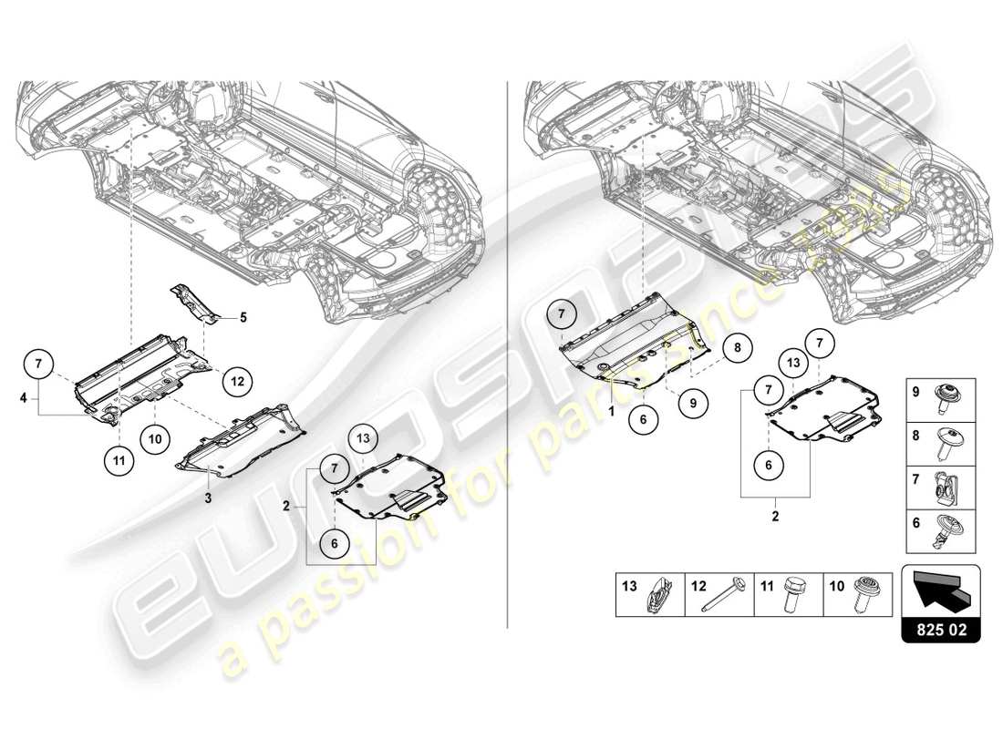 lamborghini urus (2021) underbody trim parts diagram