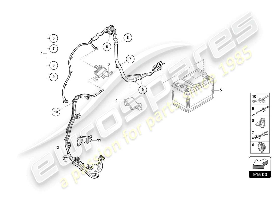 lamborghini urus (2020) wiring set for battery +/- part diagram